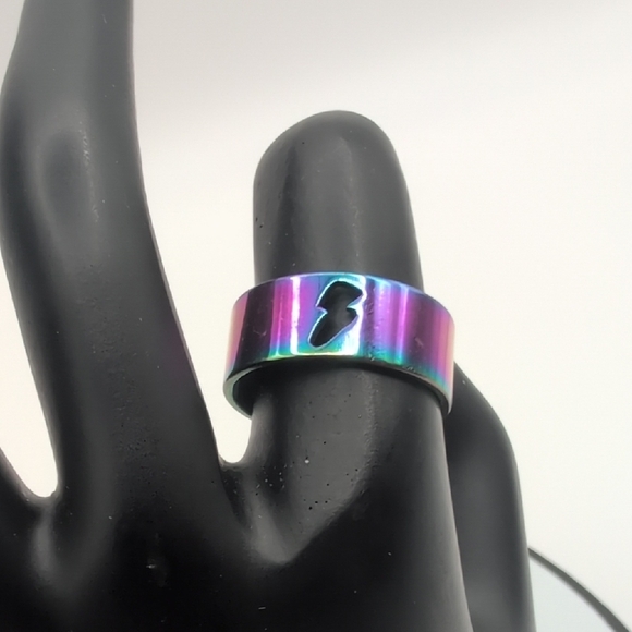 Jewelry - Stainless Steel Iridescent Lightning Bolt Ring